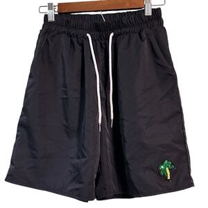 Romwe Black Palm Tree Sequin Drawstring Shorts Size M‎